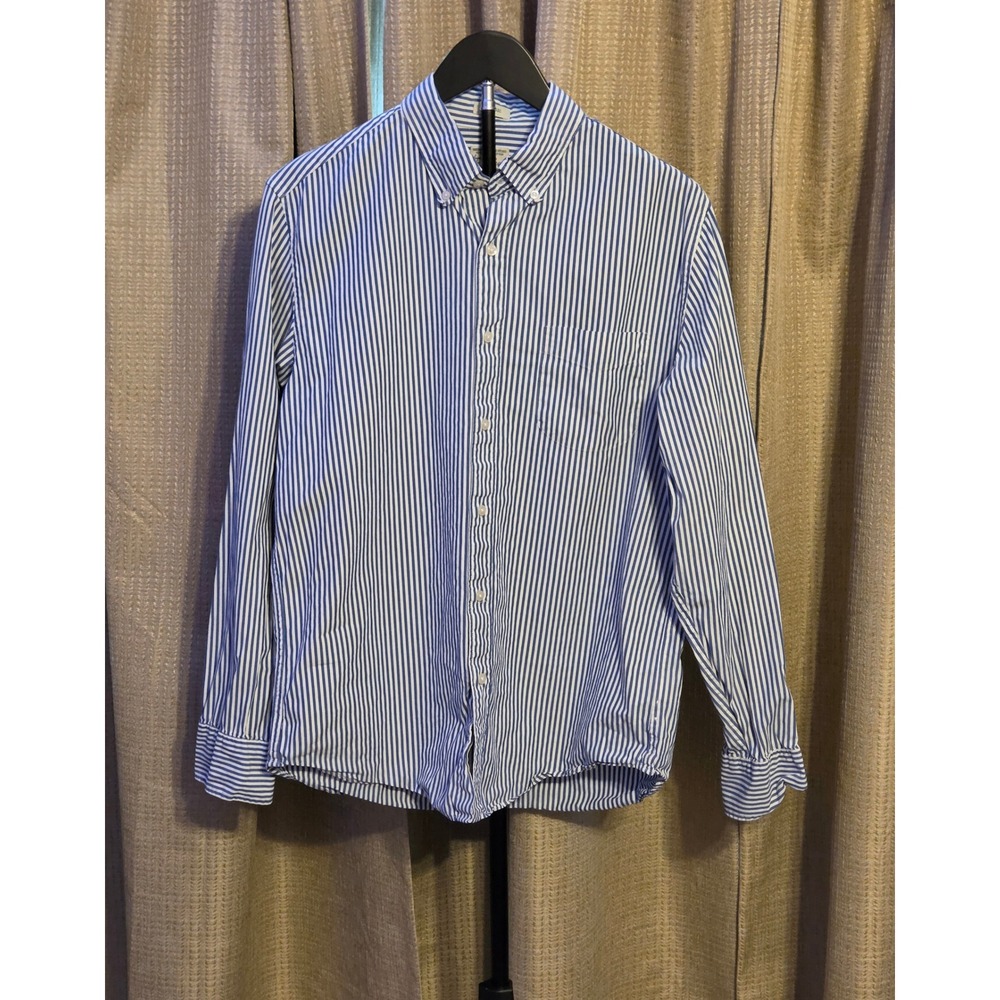 J.Crew Stretch Classic Striped Button Down Shirt Mens Size Medium Blue White